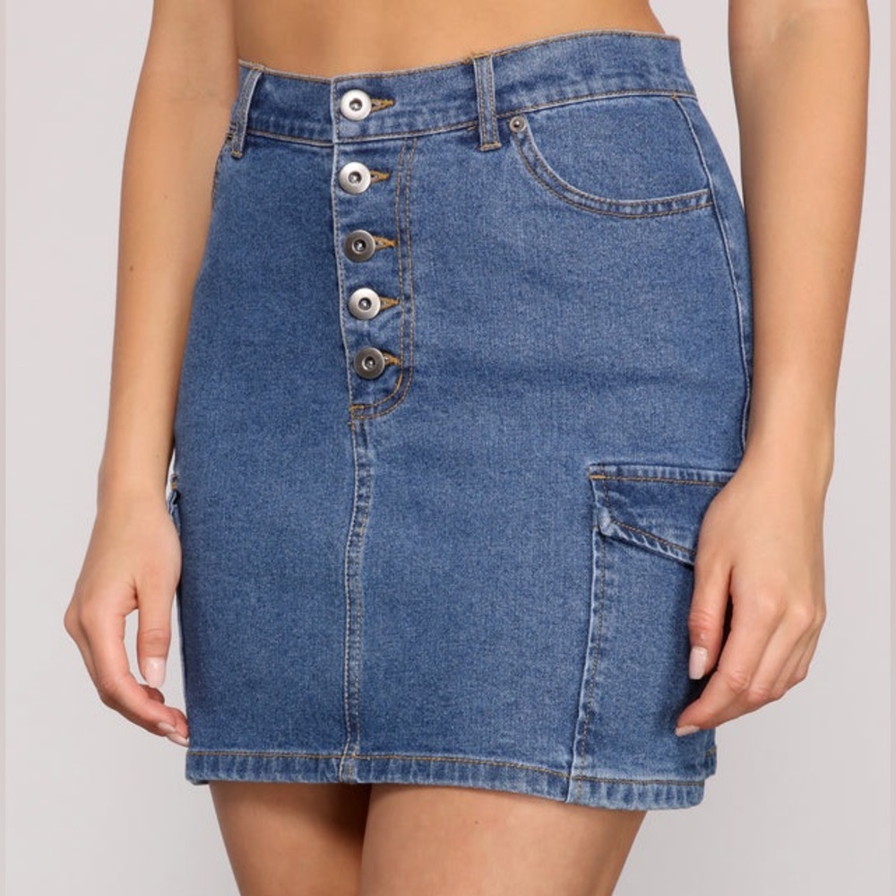 Cute Button Up Cargo Denim Mini Skirt Women’s Juniors Size Medium